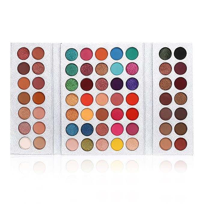 63 Colors Eyeshadow Palette,Matte Glitter Eyeshadow Makeup Palette with Eyeshadow Brush,Highly Pigmented Colorful Shimmer Eye Shadow Palette Makeup Kit for Women 02