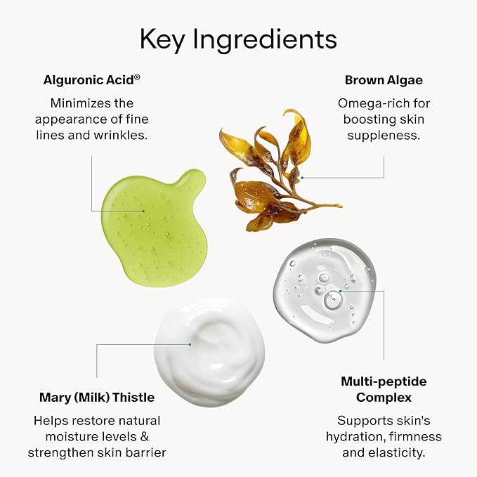 Algenist Algae Peptide Regenerative Face Moisturizer - Lightweight Hydrating Gel Face Cream with Alguronic Acid - Visibly Improves Tone, Texture & Skin Barrier Support - Peptide Skin Care (2 Fl oz)