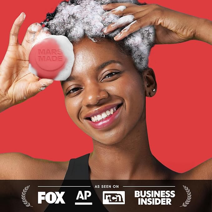 MARS MADE Red Bean Shampoo Bar 2.0 - Hydrating & Moisturizing Natural Hair Soap for Hair Color & Scalp Nourishment - Solid Shampoo for All Hair Types (120g, 4.23oz)
