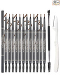 12 Pcs Eye Brow Pencil for Women Light Brown,Waterproof Eyebrow Pencil Retractable Ultra Fine Professional Brow Pencil,Long Lasting Tinted Gel Micro Eyebrow Pen for Define Fill Tiny Brow Eye Makeup-02