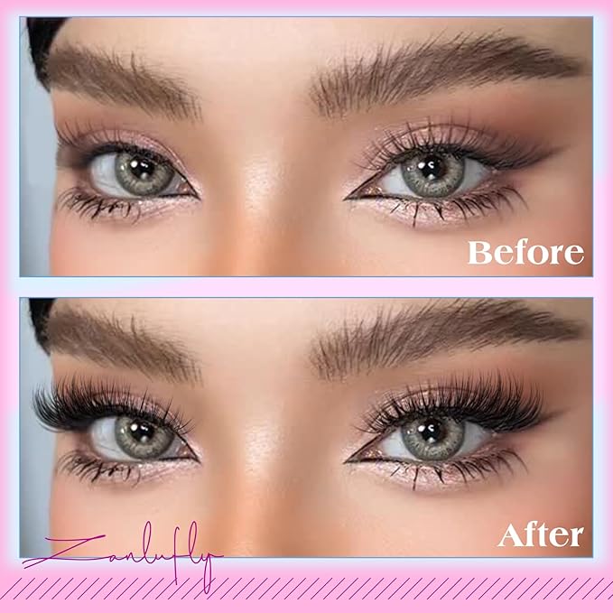 zanlufly Self Adhesive Lash Clusters No Glue Eyelashes C Curly Reusable Pre-glued Lashes No Damage Self Adhesive Eyelash Clusters Press on Eyelashes(8-14mm,120Pcs)