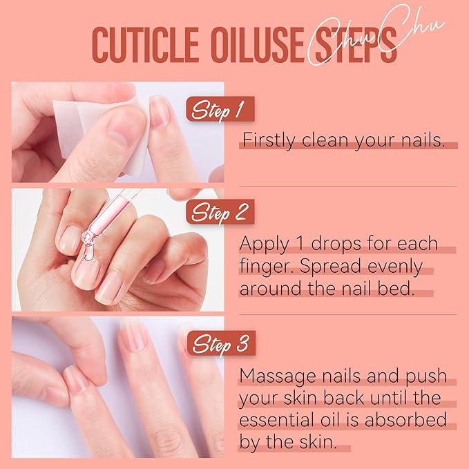 CHUCHU Vegan Cuticle Oil for Nail: Pomegranate Scent Natural Vitamin B & E Nail Oil - Hydrates Moisturizes Repairs for Nails Damage Dry Cuticle 0.51 Fl Oz