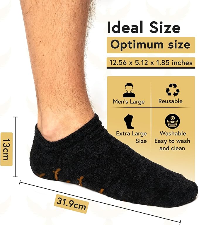 Moisturizing Gel Socks for Men - Extra Large 2 Pairs - Silicone Heel Socks, Cracked Heel Treatment, Reusable Spa Socks with Shea Butter for Dry Skin & Foot Care