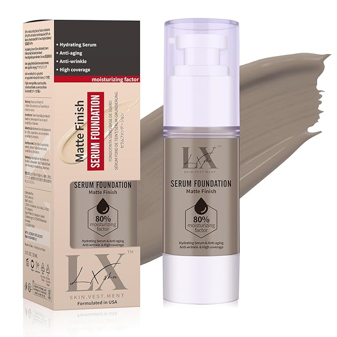 Moisturizing Foundation with 1% Hyaluronic acid, Deep Hydration & High Coverage Serum Foundation for A Smooth & Satin Finish, 410 Deep