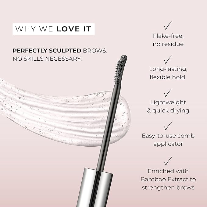 Wunderbrow Frame & Set Brow Gel, Clear Eyebrow Gel for Long-Lasting Flexible Hold, Flake-Free & Zero Residue