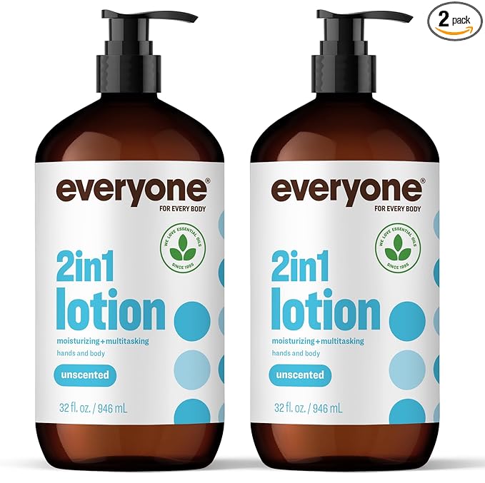 Everyone 2-in-1 Lotion for Hands/Body, 32 ounce (Pack of 2) Unscented made for Men and Women