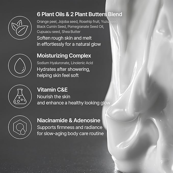 Objet Silky Gleam Body Lotion – Botanical Plant Oils & Butters with Niacinamide and Vitamin C&E – Deep Barrier Hydration, 24H Glow and Smooth Firm Skin – Premium Korean Body Care, Linen Water (450ml)