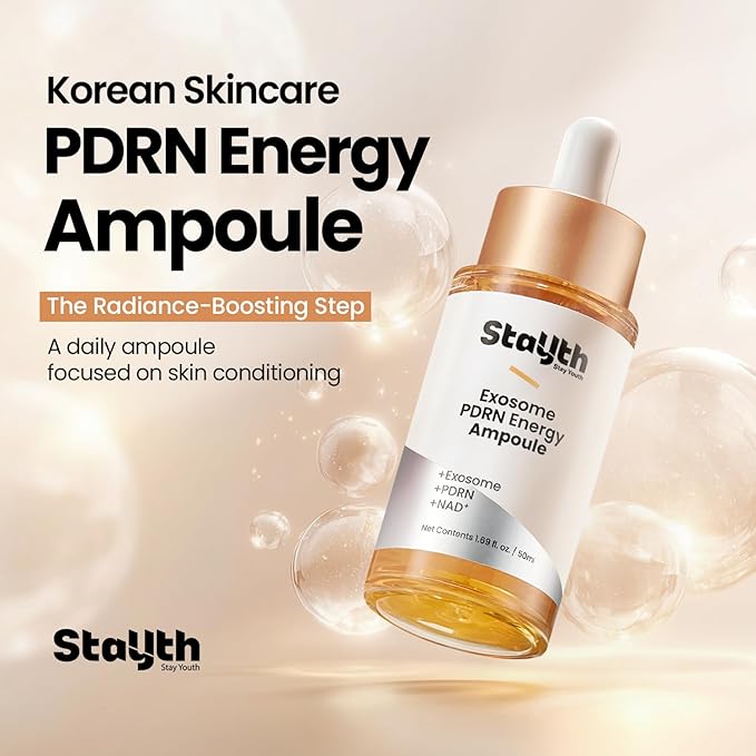 Skin Renewal Ampoule with PDRN & Peptides, Hydrating Korean Ampoule, Lightweight Korean Serum with Hyaluronic Acid & Exosome for Smooth, Healthy-Looking Skin, NAD+, 50ml