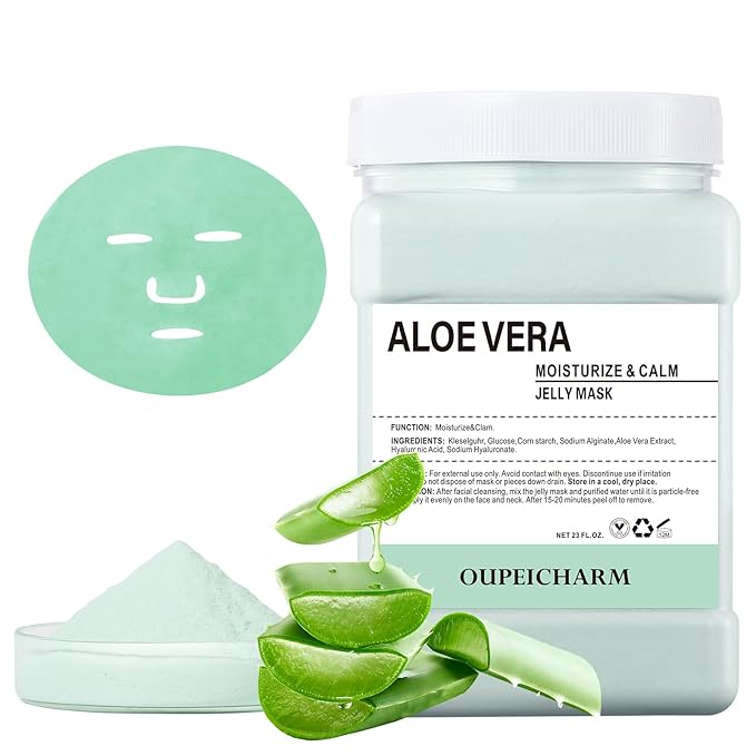 Hydro Jelly Masks for Women Home Spa,Hydrating & Moisturizing Peel-Off Rubber Gel Face Mask Skin Care,Professional Jelly Mask for All Skin Types 23 Fl Oz（Aloe Vera）
