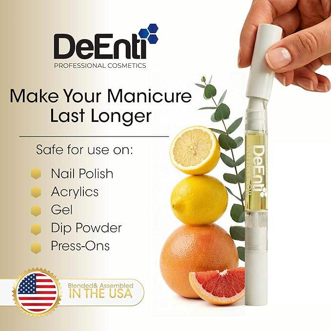 DeEnti Cuticle Oil 1 Pen, Jojoba Oil for Nails, Hydrating Cuticle Nail Oil, Lush Lemon Scented Cuticle Repair Oil, Vitamin E Nail Supplies, Professional Salon Quality Manicure Supplies