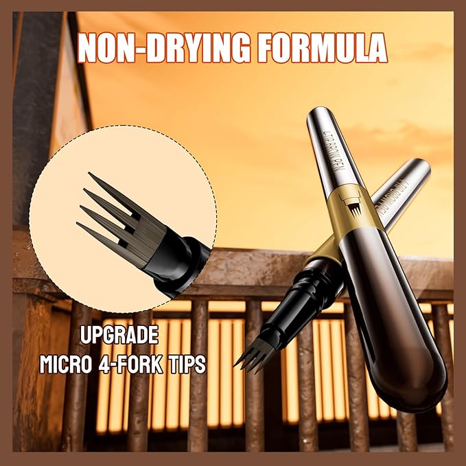 Eyebrow Pencil for Women,4-Tip Microblading Eyebrow Pen with 1 Brow Brushes, Waterproof&Sweatproof for Women to Effortlessly Create Natural Hair-Like Strokes, All-Day Wear,Gifts for girls,Black