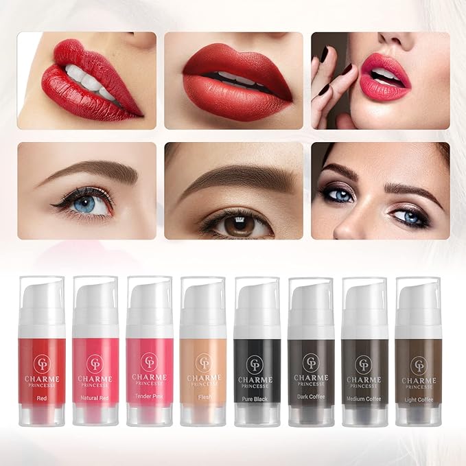 Charme Princesse Pigment Permanent Ink Micropigment Cosmetic Ink Eyebrow Eyeliner Lips Cosmetic Natural Red Color Pigment Hand Extruded 10ml PI603-10-023