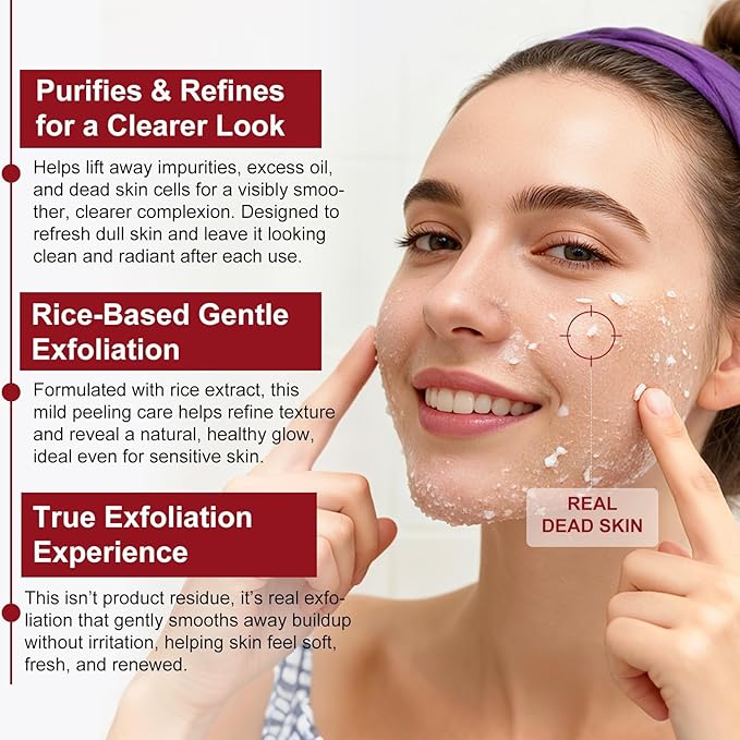 Black Rice Exfoliant and White Rice Ampoule Exfoliant, Peel Shot Glow Exfoliating Face Serum, Korean Skin Care Soft Exfoliating Body Scrub Dead Skin Cells, Blackheads Remover For All Skin Types 100ml