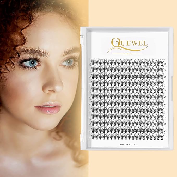 QUEWEL Cluster Lashes 240Pcs Individual Lash 20D 0.07C Curl 13mm Knot-Free Lash Extensions Clusters Lashes Soft&Natural False Eyelashes Individual DIY Eyelash Extension at Home(20D 0.07C 13)