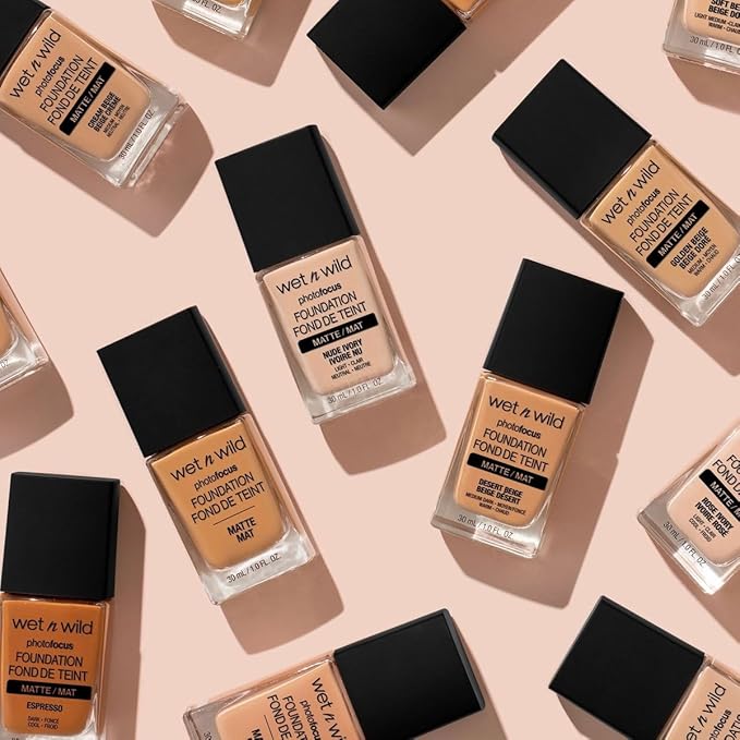 wet n wild Photo Focus Matte Liquid Foundation Rose Ivory, Vegan & Cruelty-Free