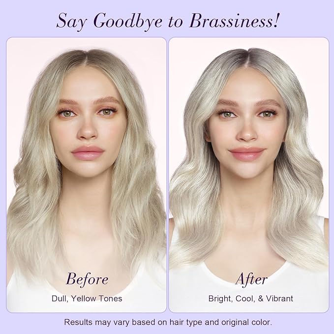 Luseta Color Brightening Purple Travel Shampoo and Conditioner Mini Kit for Blonde, Silver and Gray Hair - Brassiness Neutralizer for Highlighted and Bleached Hair, 2x1.01oz Carry on Friendly