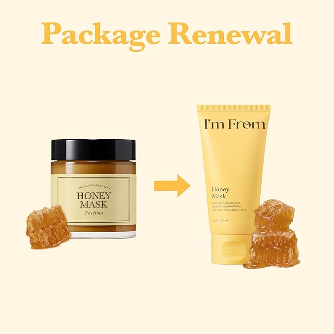 I'm from Honey Mask, Deep Nourishing Wash-Off Mask with Natural Honey, Glass & Dewy Glow, Long-Lasting Hydration, Korean Skin Care 2.37fl.oz