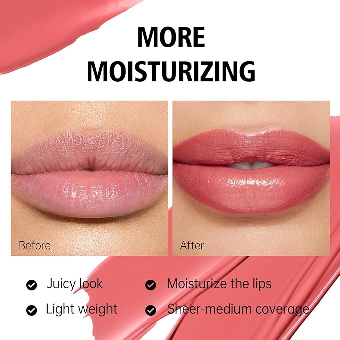 MAKI YIKA Moisture Red Lipstick for Women Hydrate Tinted Lip Balm for Mother's Day Dry Cracked Lips Sheer Lipstick Lip Tinted Glossy Finish,MA063 Red Soul