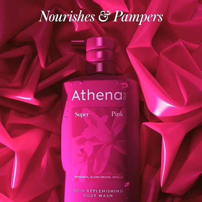 Athena Club Skin Replenishing Body Wash for Women, Sulfate Free Nourishing Cleanser with Niacinamide, Gently Cleanses Without Stripping, Super Pink Scent, 18 fl oz