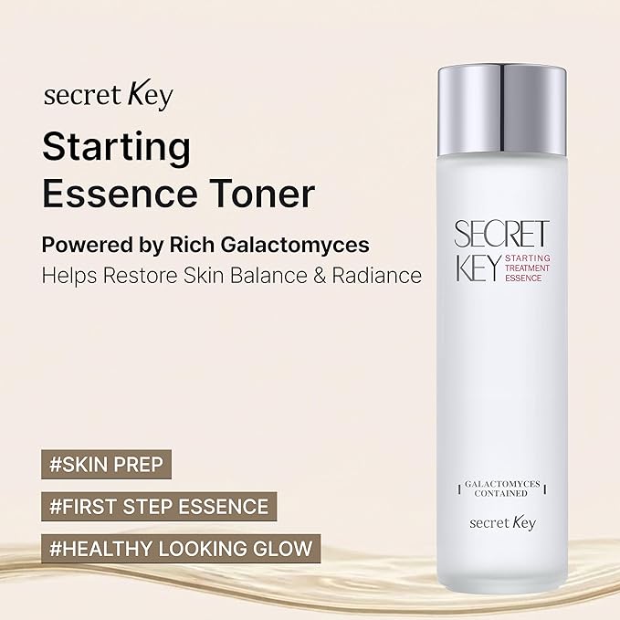 SECRETKEY Starting Care Essence Toner, Galactomyces Ferment Filtrate with Adenosine for Radiance Glass Skin, Hydrating Essence, Helps Improve Uneven Skin Tone, Korean Skin Care (5.24 Fl Oz / 155ml)