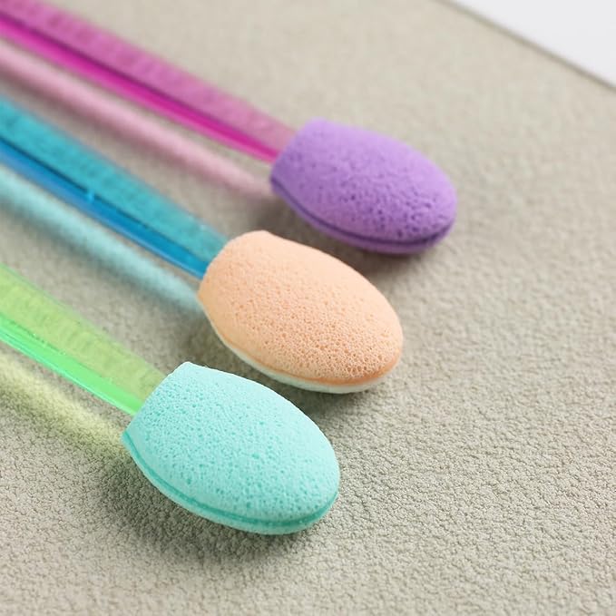 Fcozpjk 50PCS Chrome Nail Powder Applicator Brushes, Disposable Eyeshadow Applicator With Acrylic Storage Box, Nail Glitter Powder Pigment Pen Brush, Nail Art Applicator Tools