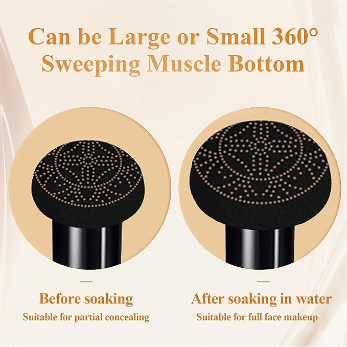 Mushroom Head Air Cushion CC Cream - BB Cream Face Makeup Foundation for Mature Skin Moisturizing Concealer Brighten Long-Lasting, Even Skin Tone for All Skin Types (Natural Beige)