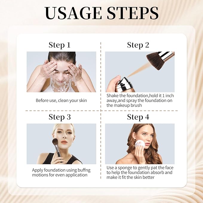 Air Brush Makeup Foundation,Magic Minerals Airbrush Foundation Makeup,Silk Flawless,Buildable Coverage,Moisturizing Formula for Smooth Radiant Skin,01 Natural/Warm Porcelain（Sunscreen）