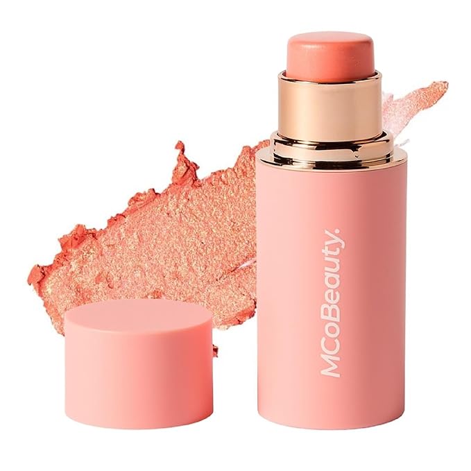 MCoBeauty Baby Face Cream Blush Stick - Kitty - Coral Pearl Multiuse Buildable Lip and Cheek Color Balm for a Radiant Dewy Glow - Face Makeup with Jojoba Seed Oil Coconut Oil - Vegan & Cruelty Free