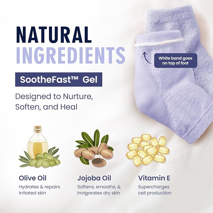 Dr. Frederick’s Original Moisturizing Fuzzy Heel Socks - Cozy Gel-Lined Socks for Dry Cracked Heels - 2 Pairs - Overnight Foot Care with Olive Oil, Vitamin E - Gifts for Women & Men - Lilac Leisure
