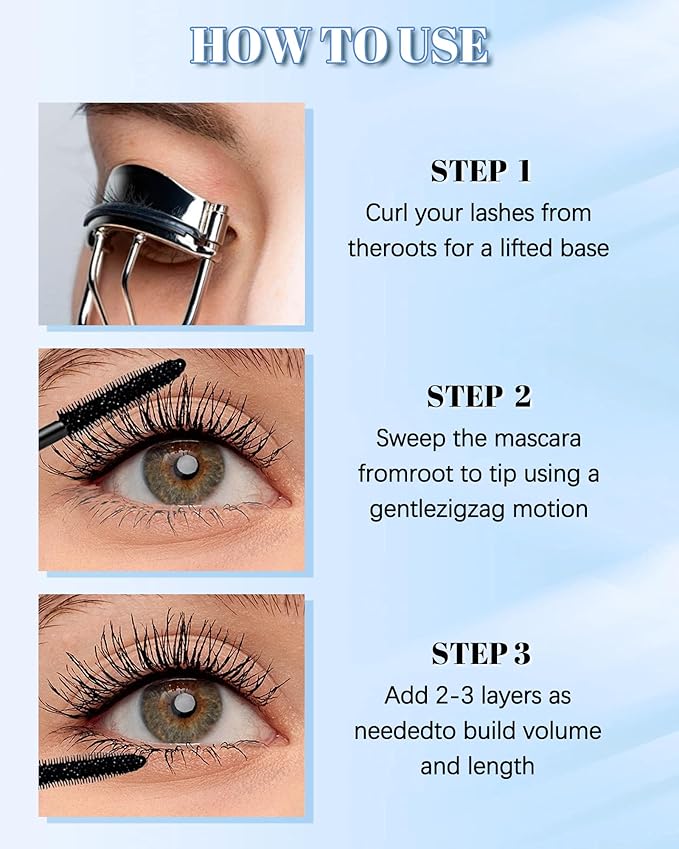 Mascara for Older Women 60 Plus,Black Mascara Volume Length Curling with Thinning Lashes,Waterproof & Long Lasting No Clumping,Hypoallergenic Formula for Sensitive Eyes,Mother's Day Present