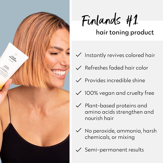 FOUR REASONS Color Mask, Apricot (27 Colors) – Hair Gloss & Color Depositing Conditioner – Semi Permanent Hair Toner for Color-Treated Hair Color For Women – Vegan & Cruelty-Free – 6.76 fl oz