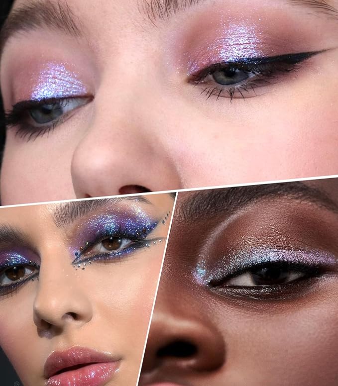 LAVONE Multichrome Eyeshadow, Iridescent Blue-Purple-Gold Eyeshadow Powder, Multidimensional Sparkle with One-Swipe Color, Highly Pigmented, Smooth Non-Falling