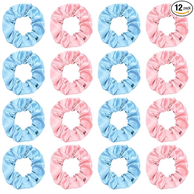 Silk Satin Scrunchies for Women Girls 12 PCS Hair Scrunchies Silk Satin Hair Ties for Thick Hair Bulk Hair Ties Hair Accessories