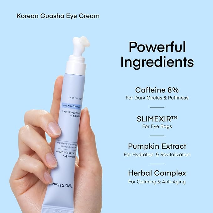 TEREZ & HONOR Caffeine & Hyaluronic Acid Under Eye Patches for Dark Circles with 8% Caffeine Eye Cream - Eye Care 2 Step Kit, Dermatologist Tested Korean Skincare Formula, 60 Pcs + 20mL