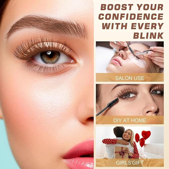 Eyelash & Eyebrow Color Kit, 2 in 1 Professional Lash & Brow Color Kit, Easy to Use with Natural Results, DIY Hair Coloring Eye Lash & Eye Brow Set for Beginner Salon Beauty 7ml (Brown/Light Brown)