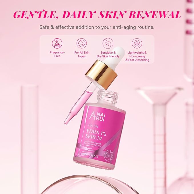 ANAiRUi PDRN Serum 1% for Face, 10000ppm Salmon DNA with 5% Tranexamic Acid & Niacinamide, Skin Repair Barrier Support Serum with Ceramides & Hyaluronic Acid, Lightweight Hydrating Skincare 1.05 fl oz