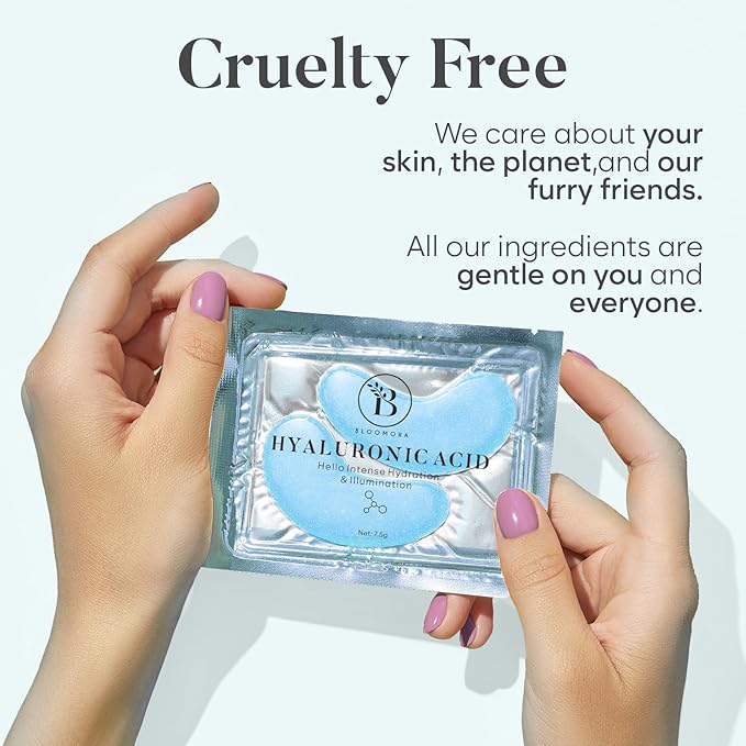 BLOOMORA Hyaluronic Acid Under Eye Patches (30 Pairs) - For Dark Circles & Puffiness - Hydrating Eye Mask for Care