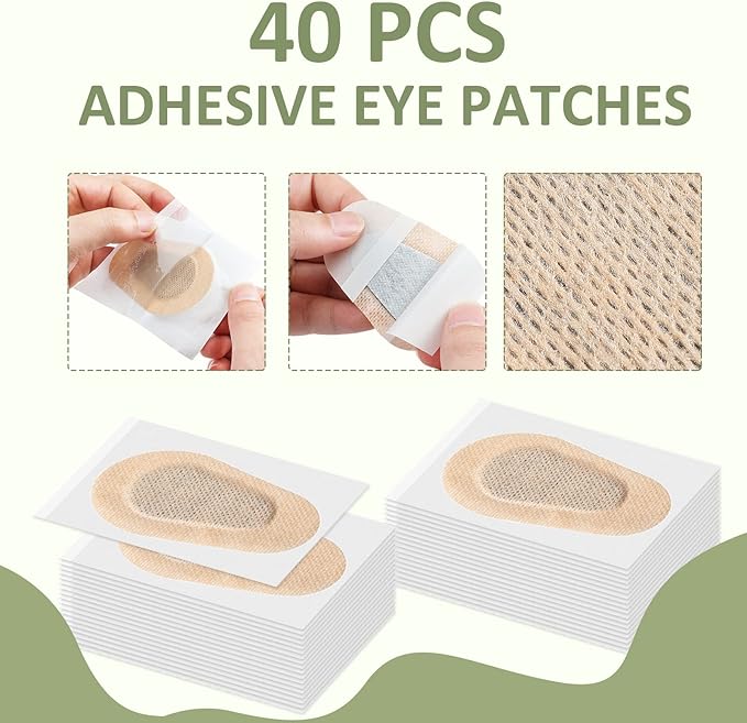 Panitay 40 Pcs Adhesive Eye Patches for Adults Eye Patch for Disposable Breathable Amblyopia Lazy Adhesive Bandages for Men(3 x 2 Inch,Nude)