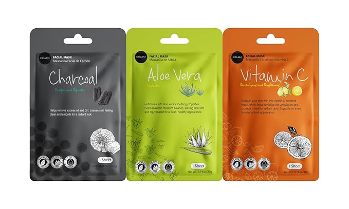 Celavi Essence Facial Sheet Face Mask Variety Set Classic Authentic Korean Moisturizing Skincare (Variation 1, 12 Count (Pack of 2))