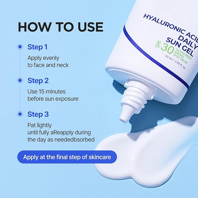 ISNTREE Hyaluronic Acid Daily Sun Gel 50ml, 1.69 fl oz, SPF 30, Korean Skincare, Moisturizing, No White Cast, Lightweight, Mild Formula, Daily SPF, Korean Sunscreen