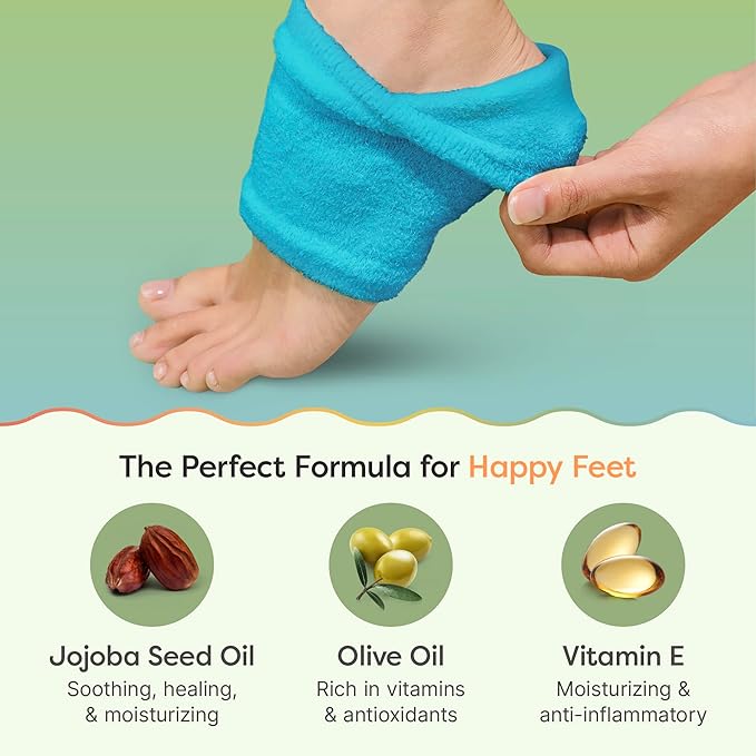 ZenToes Moisturizing Socks for Cracked Heel Treatment, Vitamin E, Olive Oil and Jojoba Oil Infused Heel Socks, Spa Gifts for Women, Mothers Day Gifts (Fuzzy Blue, Wide Width)