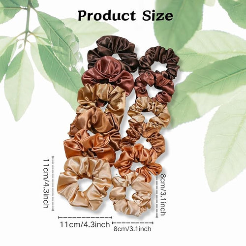12PCS Satin Scrunchies Pack for Women and Girls, Soft Silk Hair Ties for Sleeping, No-Damage Satin Ponytail Holders for Thick or Curly Hair