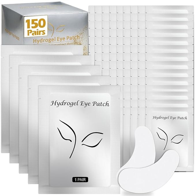 150 Pairs Eye Pads Lash Extensions, Lint Free Gel Pads, Natural Hydrogel Eye Patch, Under Eye Pads for Lash Extensions Supplies & Beauty Tools