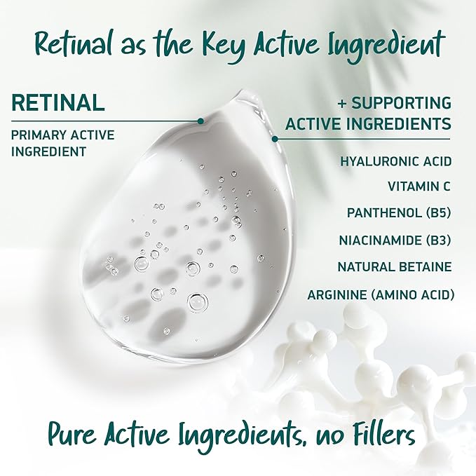 SOENA Retinol Serum for Face – The Best Retinol Form (Retinal) + 7 Active Ingredients = Hyaluronic Acid, Vitamin C, Niacinamide | Anti Aging Wrinkle & Fine Line Treatment – Made in Germany – 1.7 Fl Oz