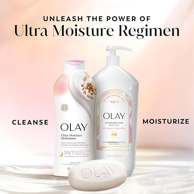 Olay Body Wash for Women, Ultra Moisture, For Sensitive Skin, Soothing Formula, 24hr Moisturizing, Hydrating & Refreshing, B3 Vitamin Complex, Free of Parabens & Phthalates, Oat Extract Scent,22 fl oz