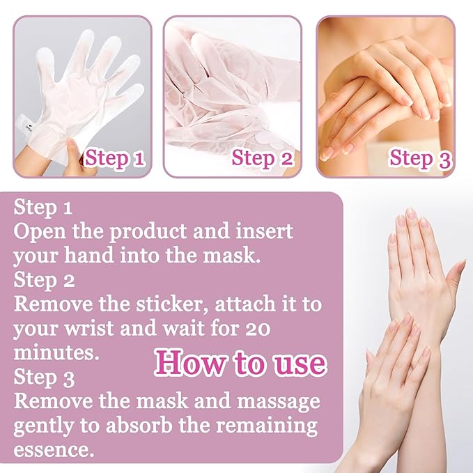 Hydrating Hand Masks, 6PCS Hand Mask Moisturizing Gloves for Men Women, Smooth Long Lasting Soft Exfoliating Hand Peeling Spa Mask Moisturizer Beauty Gift Set for Dry Cracked Rough Dull Hands（E)
