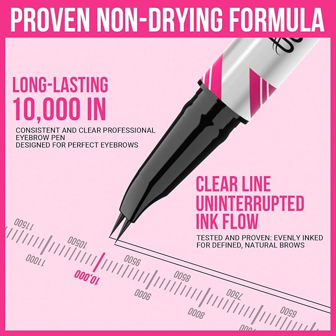 iMethod Curved Eyebrow Pen - Eyebrow Pencil, Brow Pencil 2-in-1 Dual-Ended Microblading Eyebrow Pen with Curved Tip and Precise Brush-Tip for Natural Hair-Like Brows, Last All-Day, Black Brown