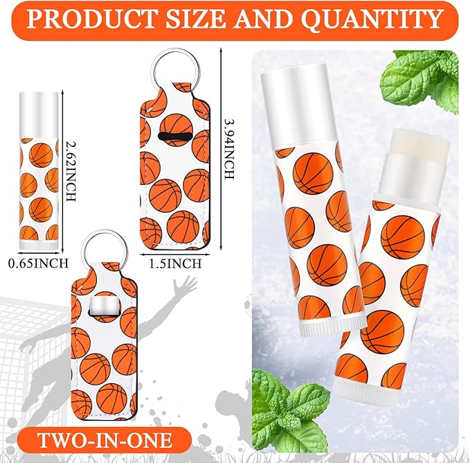 18 Sets Basketball Party Favors Lip Balm and Holder Keychain Bulk Basketball Senior Night 2026 Party Supplies Goodie Bags Stuffers Sport Team Gifts Accessories for Sports Lovers Players Coach
