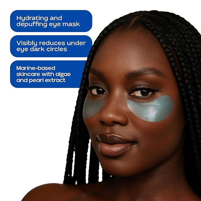 60 PCS Under Eye Patches with Collagen, Caffeine & Hyaluronic Acid - Blue Eye Masks Made to Depuff, Hydrate, Reduce Dark Circles & Eye Bags, Smooth Fine Lines – Premium Facial Skincare