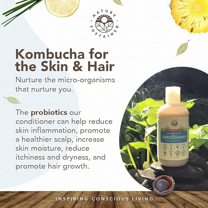 Nature Sustained Organic Conditioner - Hypoallergenic, Chemical-Free, Sulfate Free Natural Conditioner for Dry or Damaged Hair, Raw Probiotic Hydrating Soapberry Formula, Gallon, Lemongrass